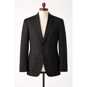 Perry Ellis Portfolio Men 42R Black Pinstripe Two Button Blazer Suit Jacket